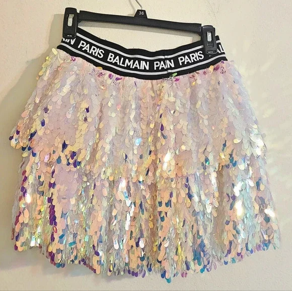 Balmain Iridescent Sequin A-Line Skirt - Picture 1 of 6